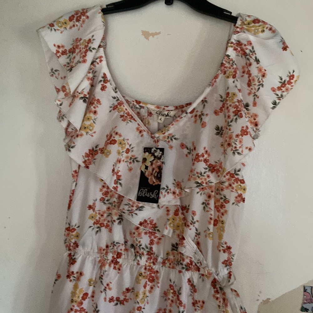 NWT-Blush floral full length flowy dress